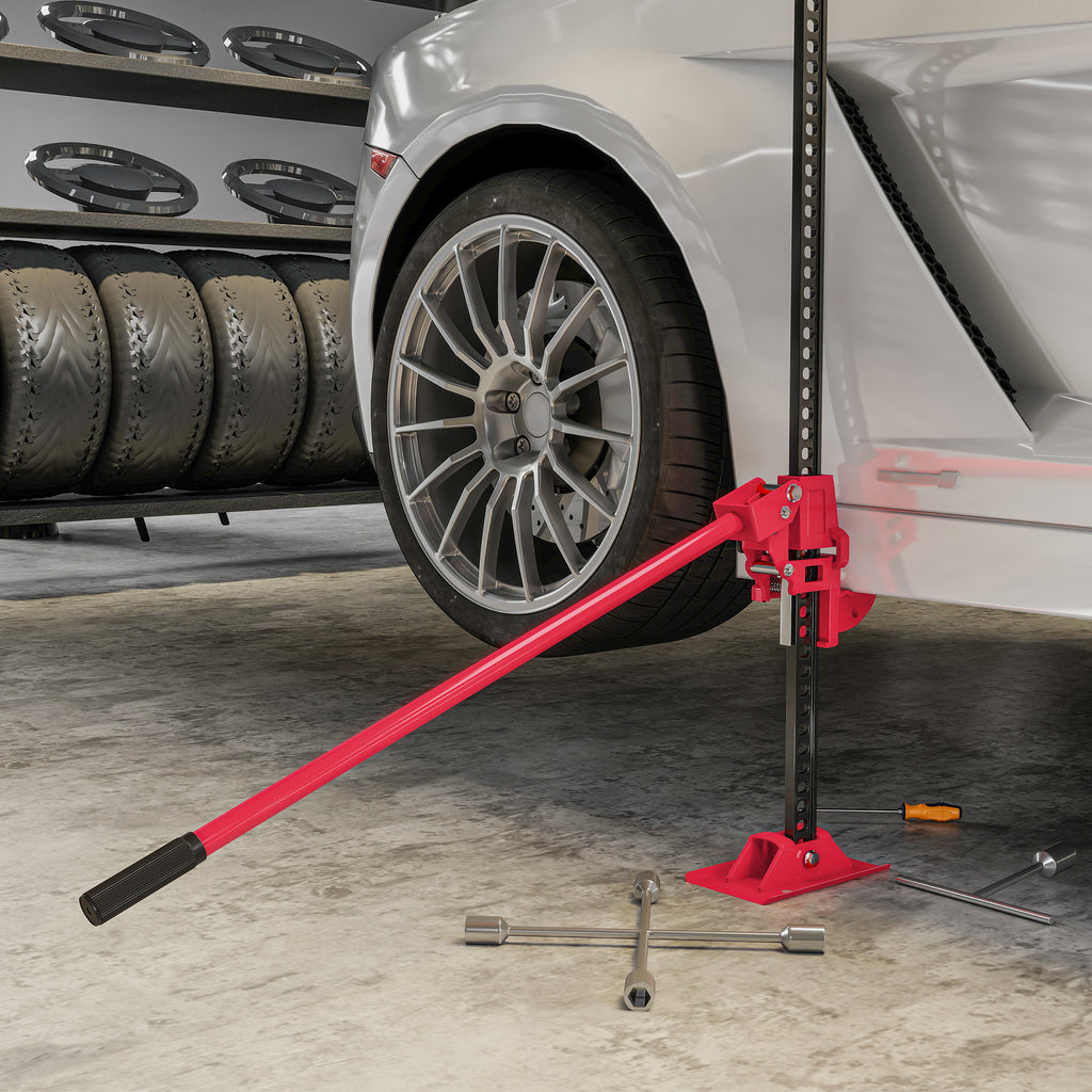 Cric farm jack tout-terrain ATV 4x4, cric pour voiture véhicule charge max. 3000 kg, hauteur de levage 11-135 cm, rouge-7