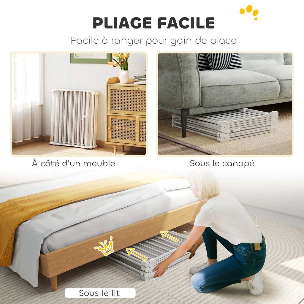 Barrière de sécurité en métal parc enclos pliable et modulable pour chien et enfant 8 panneaux 61 x 75 cm blanc-7