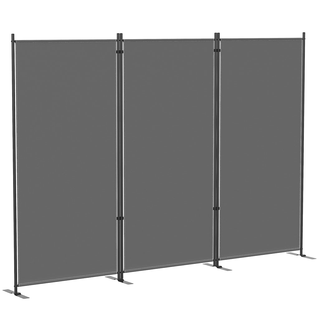 Paravent de Jardin Brise-Vue Extérieur 3 Volets Occultant Pieds en Métal Stable 260x180cm Gris Foncé-0
