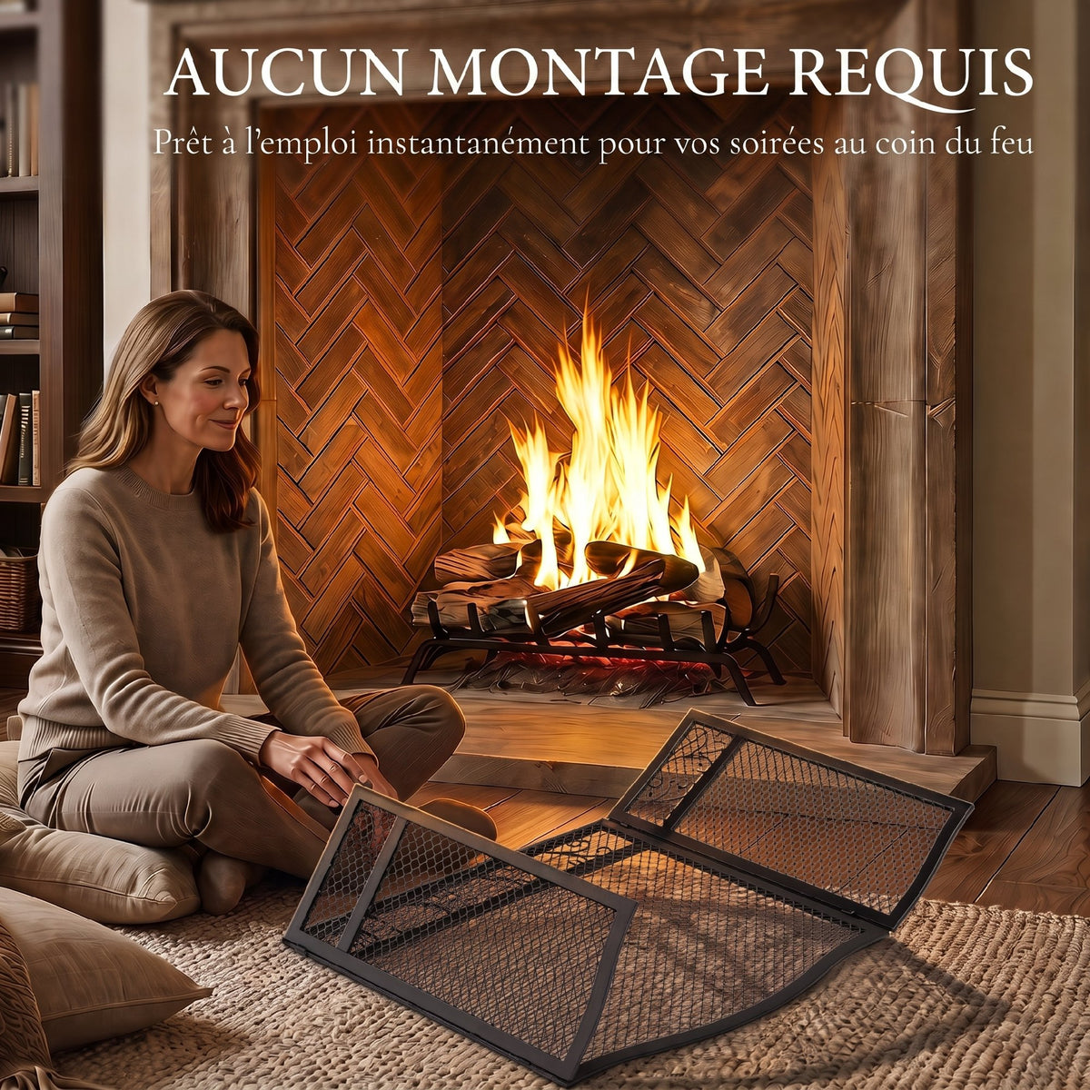 Pare Feu Cheminée Pliable 3 Panneaux, Pare-Étincelles Cheminée, Motif Floral, Métal, 107 x 60 cm, Noir-6
