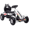 Kart à pédales pour enfant siège réglable 3 positions frein à main enfant de 5 à 12 ans blanc noir-0