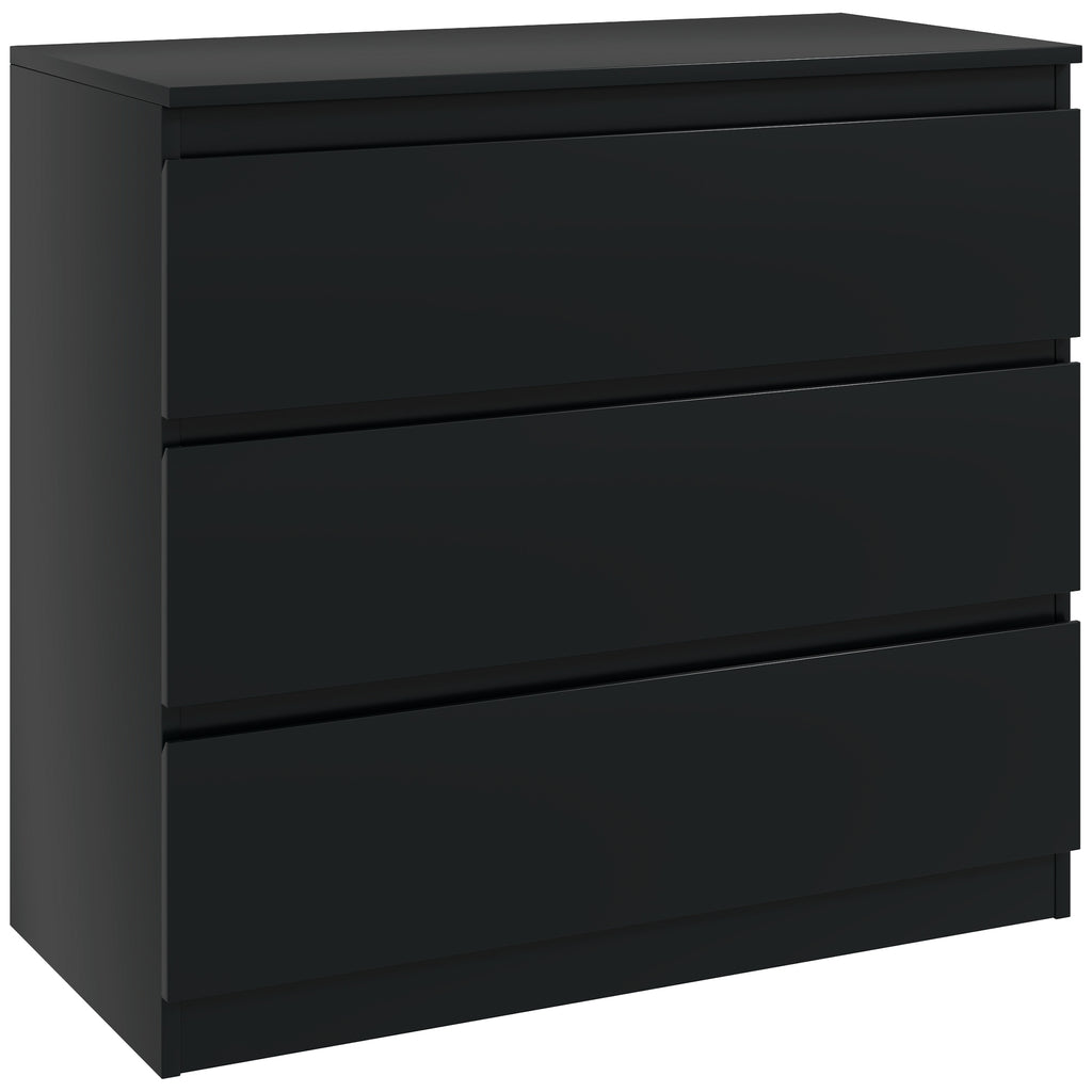 Commode 3 tiroirs, Meuble de rangement épuré pour chambre, intérieur, 80l x 39P x 73H cm-0