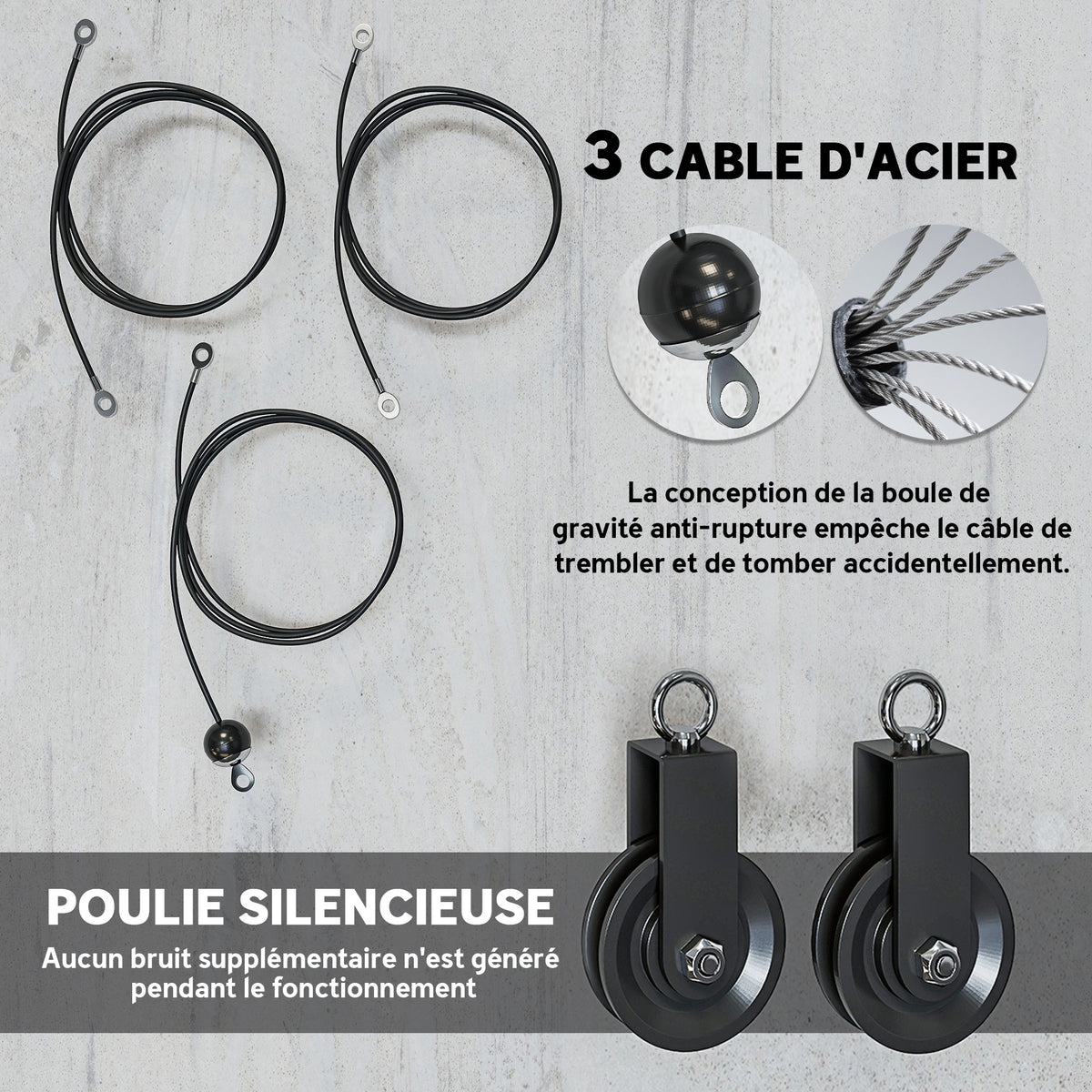 Poulie musculation maison, cable machine musculation exercices de flexion des biceps, des triceps et des bras-5
