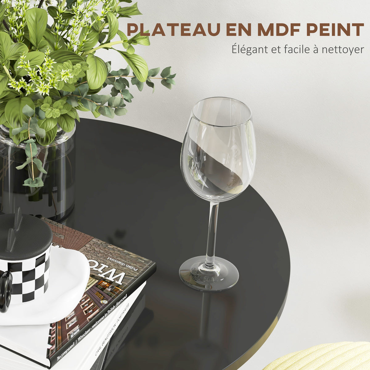 Table de bar ronde table de bistro mange-debout table de cuisine style contemporain plateau peint et cadre en acier-4