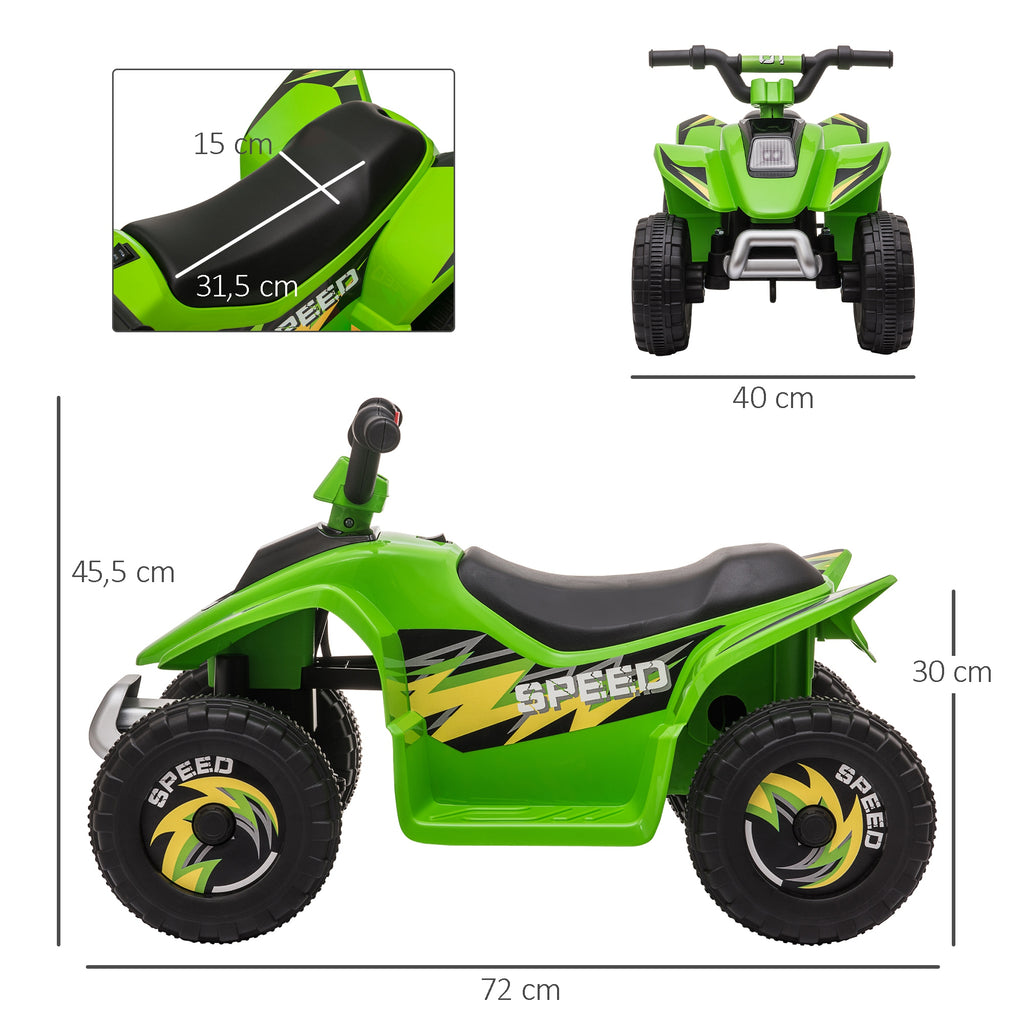 Quad électrique pour enfants 18-36 mois véhicule à batterie 6V avec marche avant et arrière 72 x 40 x 45,5 cm vert-2