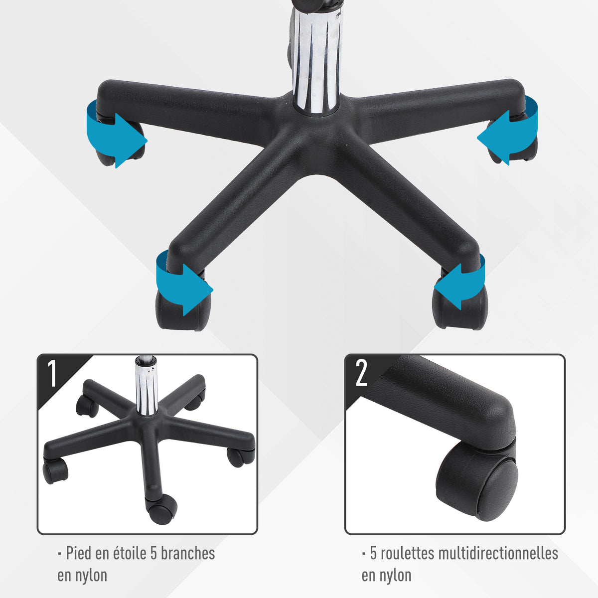 Tabouret massage a roulettes reglable en hauteur pivotant avec dossier ergonomique noir-7