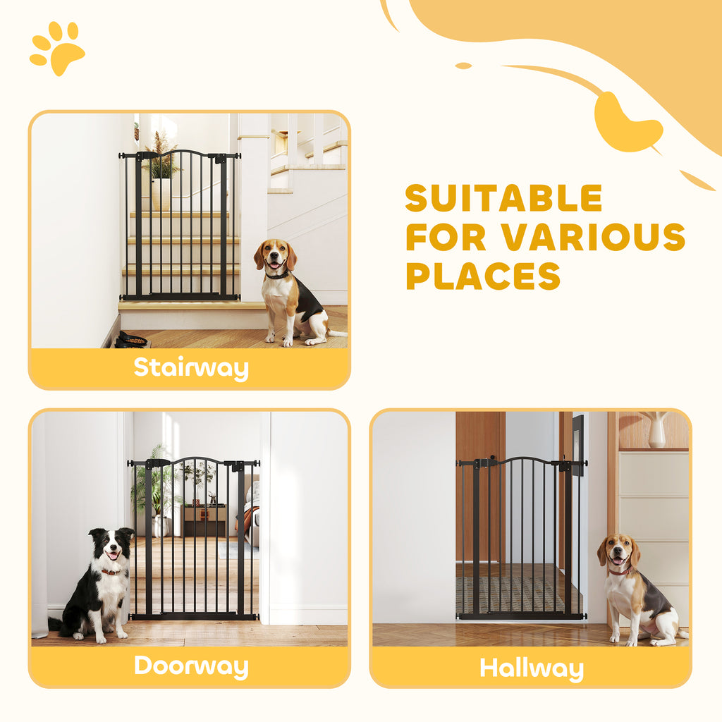 Barrière de sécurité pour chien extensible 74-80 cm fermeture automatique fixation par pression sans percer noir-7