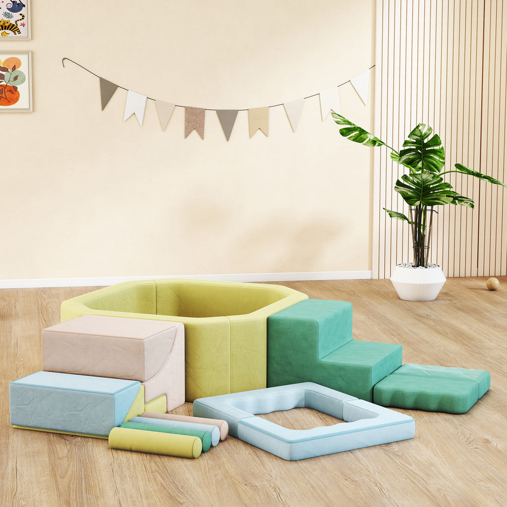 Parcours motricité bébé module motricité bébé avec piscine à balles housse lavable 160 x 137,5 x 30 cm multicolore-9