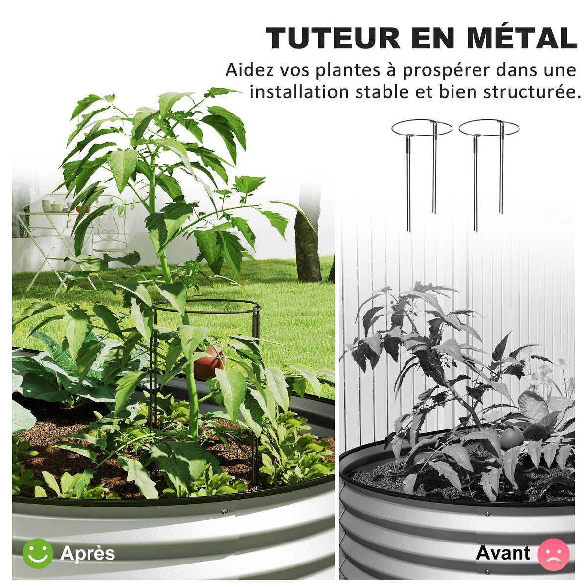 Lot de 2 jardinières surélevées galvanisées en acier kit de lits de jardin bordure caoutchouc 152 x 91 x 30 cm argent-4