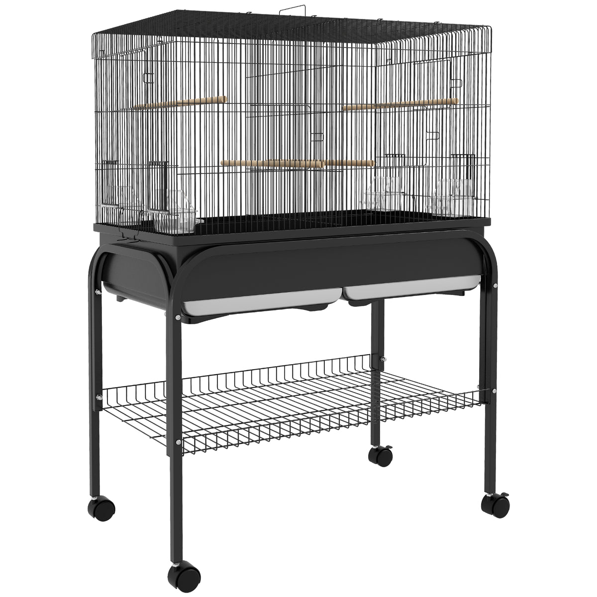 Grand cage oiseaux cage perroquet avec support roulettes pour cacatoès perruche canaris perroquet 85 x 49 x 119 cm noir-0