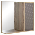 Miroir de Salle de Bain avec étagère et Placard - système Fixation intégré - Panneaux Particules chêne Clair Gris-0