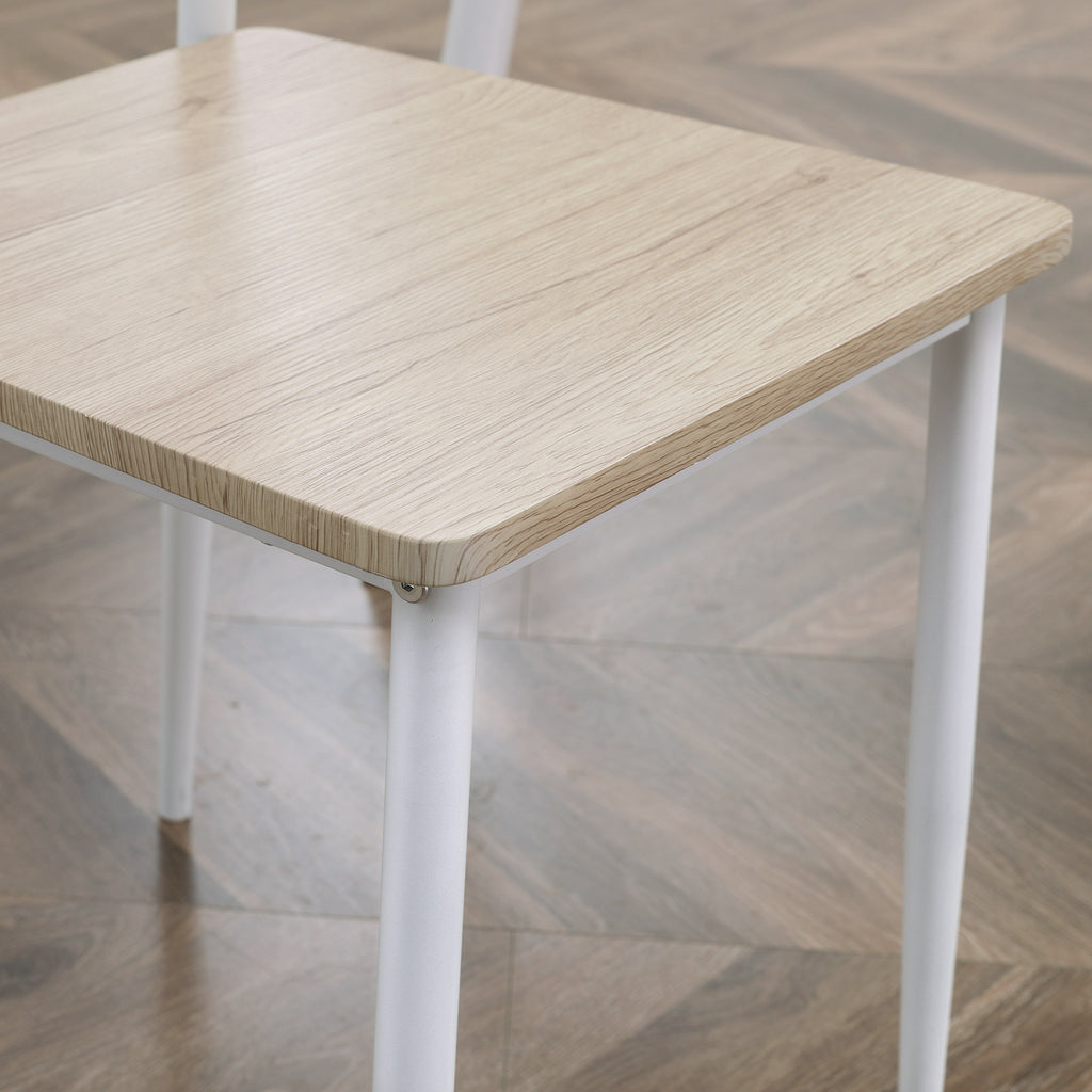 Ensemble table à manger carrée 3 pièces avec 2 chaises cuisine salle à manger plateau MDF châssis métal blanc-8