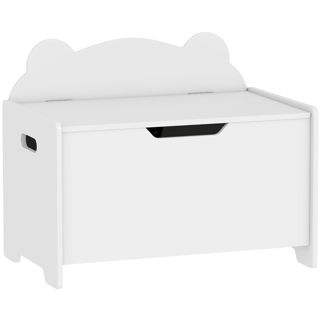 Coffre à jouet enfant avec couvercle rabattable, coffre de rangement enfant, forme d'ours, 60 x 38 x 48 cm, blanc-0