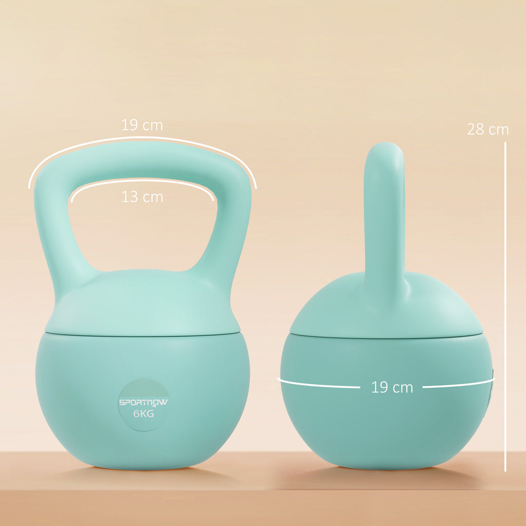 Kettlebell 6 kg haltère avec poignée antidérapante pour fitness musculation cardio, 19 x 19 x 28 cm vert-2