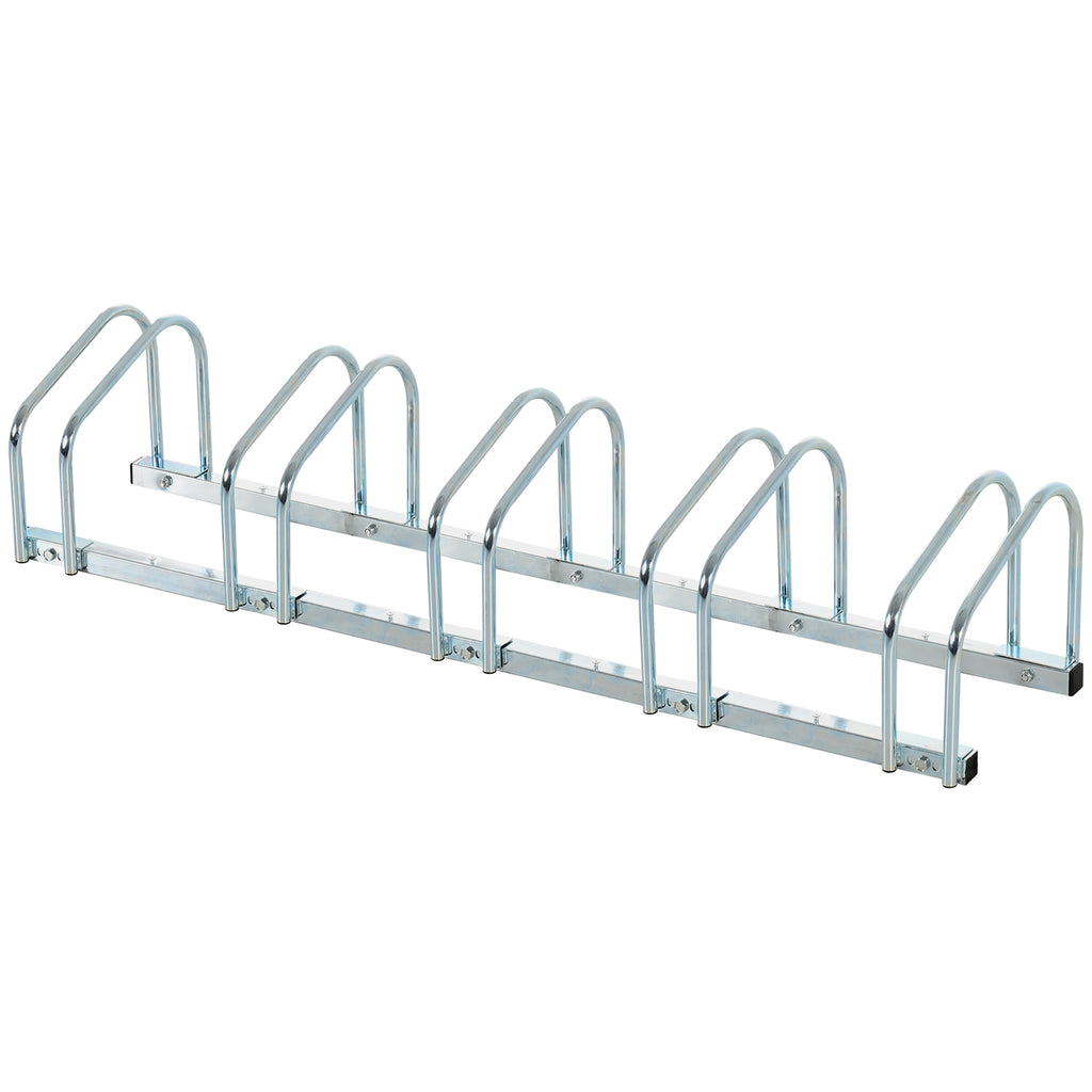 Râtelier 5 vélos range-vélos support de rangement pneu 65 mm sol ou mural pour VTT enfants BMX 145 x 33 x 27 cm acier argent-0