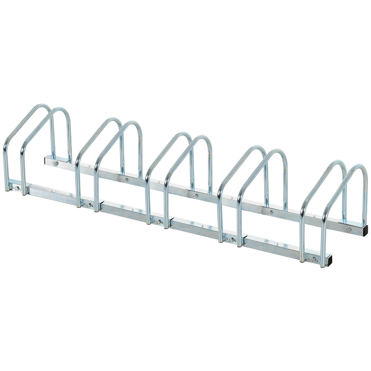 Râtelier 5 vélos range-vélos support de rangement pneu 65 mm sol ou mural pour VTT enfants BMX 145 x 33 x 27 cm acier argent-0