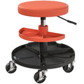Tabouret d'atelier à roulettes, tabouret de mécanicien avec hauteur réglable 40-51 cm, 2 étagères 38x38x51cm, orange-0