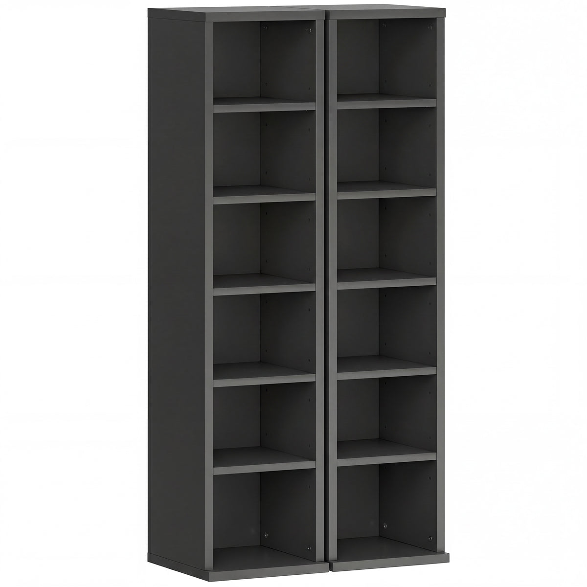 Lot de 2 étagères colonnes armoire de rangement CD-DVD 12 compartiments 21 x 22,5 x 88,5 cm capacité 204 CD noir-0
