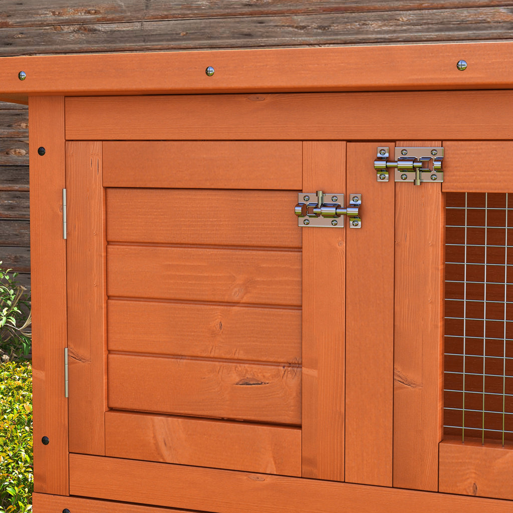 Clapier à lapin cage à lapin double niveau plateaux coulissants 4 portes verrouillables toit ouvrant 90L x 45l x 90H cm-8