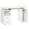 Bureau informatique multimédia multi-rangements 120L x 55l x 85H cm en bois blanc-0