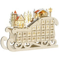 Calendrier avent bois Lumineux Frome traineau - 10 lumières Blanc Chaud - 24 tiroirs - décoration Lumineuse Noël-0