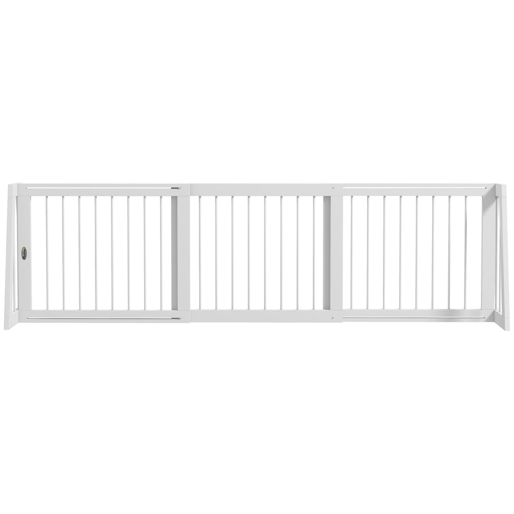 Barrière de sécurité pour chien barrière de protection à 3 panneaux rétractable 71-190 cm en bois - blanc-0