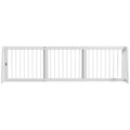 Barrière de sécurité pour chien barrière de protection à 3 panneaux rétractable 71-190 cm en bois - blanc-0