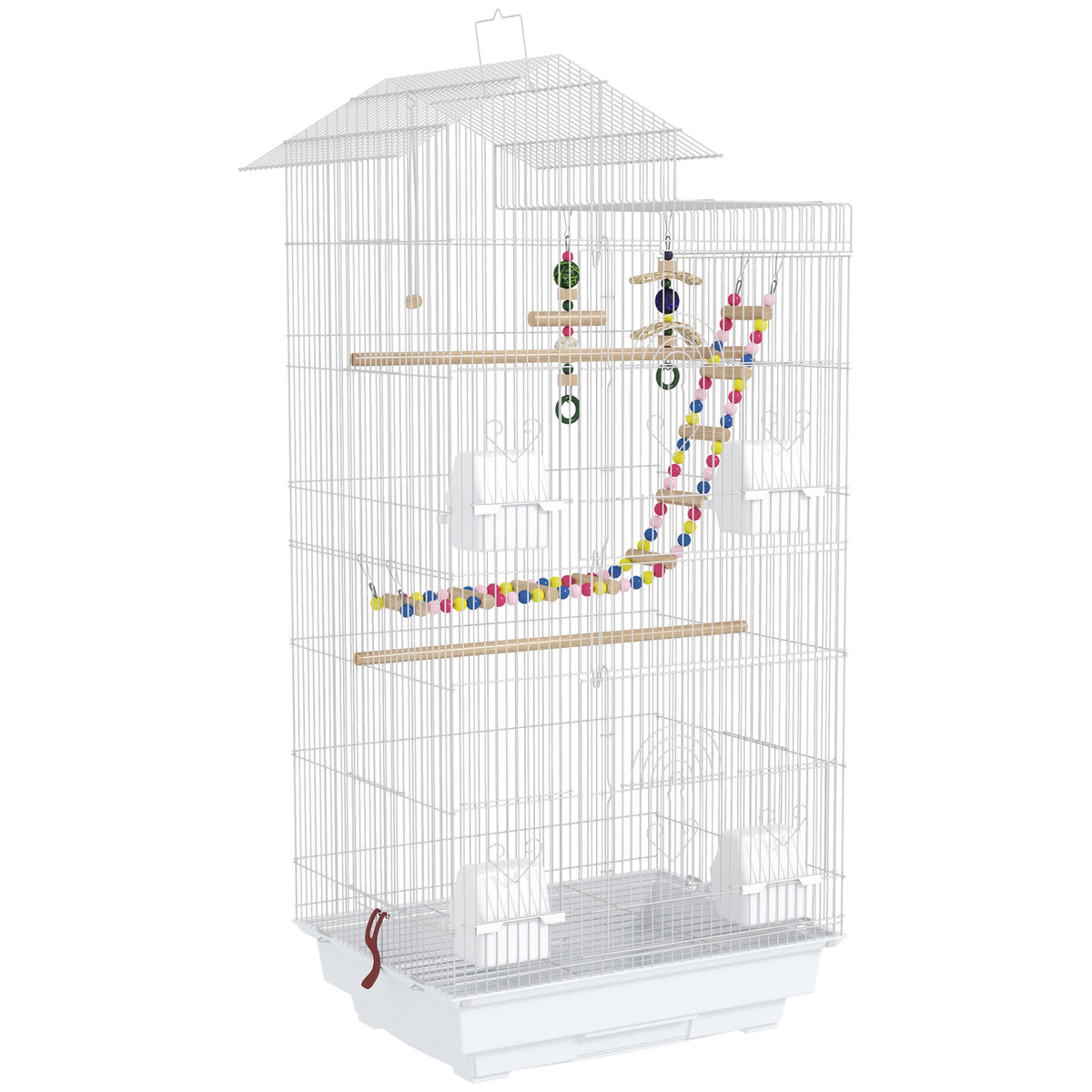 Cage à oiseaux 46 x 36 x 100 cm 4 mangeoires 3 perchoirs cage pour perruche calopsitte conure pinson canaris-0