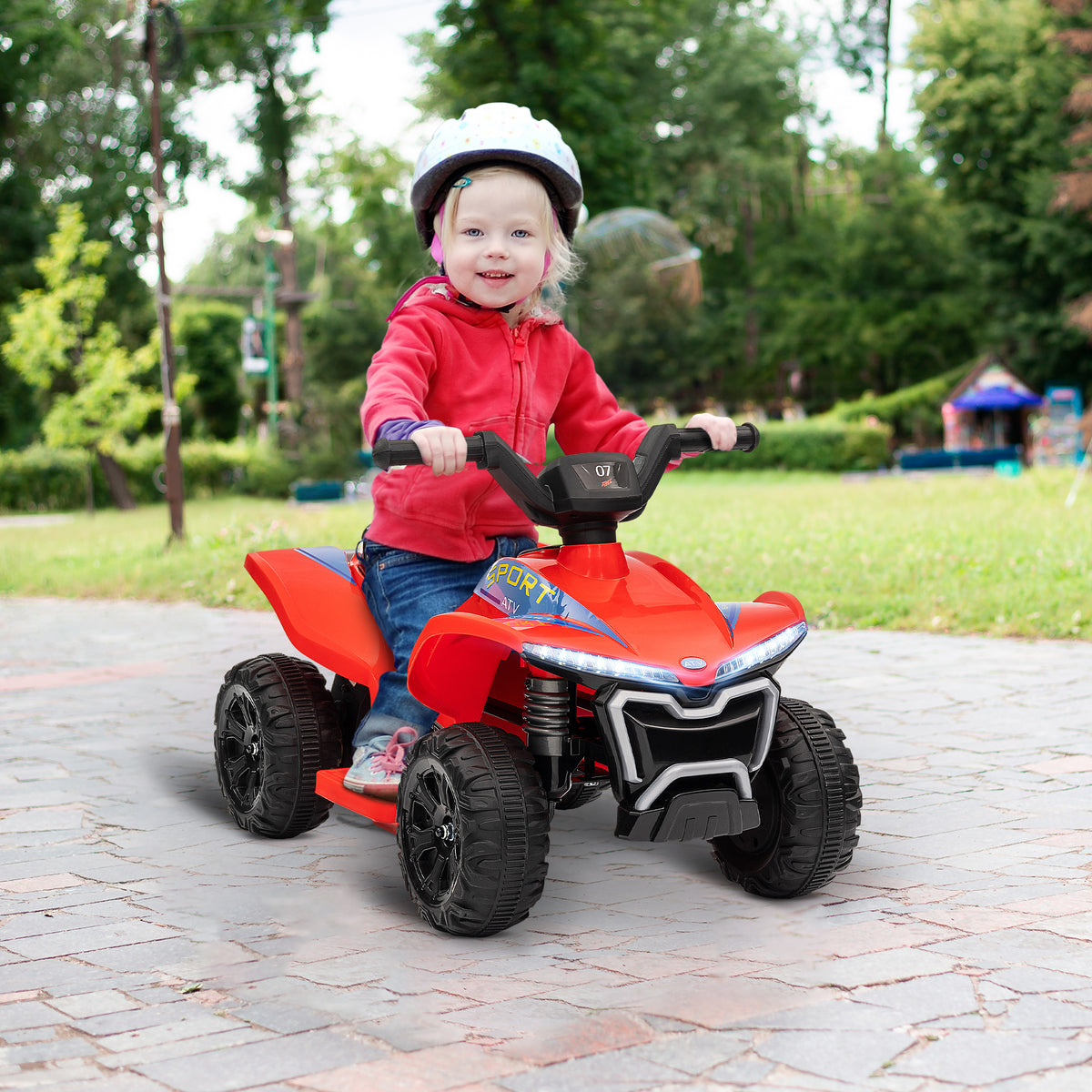 Quad électrique enfant 6V voiture électrique enfants vitesse de 2,5 km/h pour enfants 18-36 mois 71 x 40,5 x 45 cm rouge-1