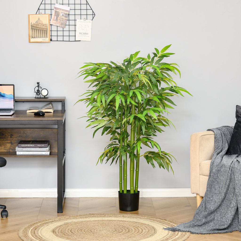 Plante artificielle bambou arbre artificiel 140 cm avec pot, fausse plante vert décoration d'intérieur-1
