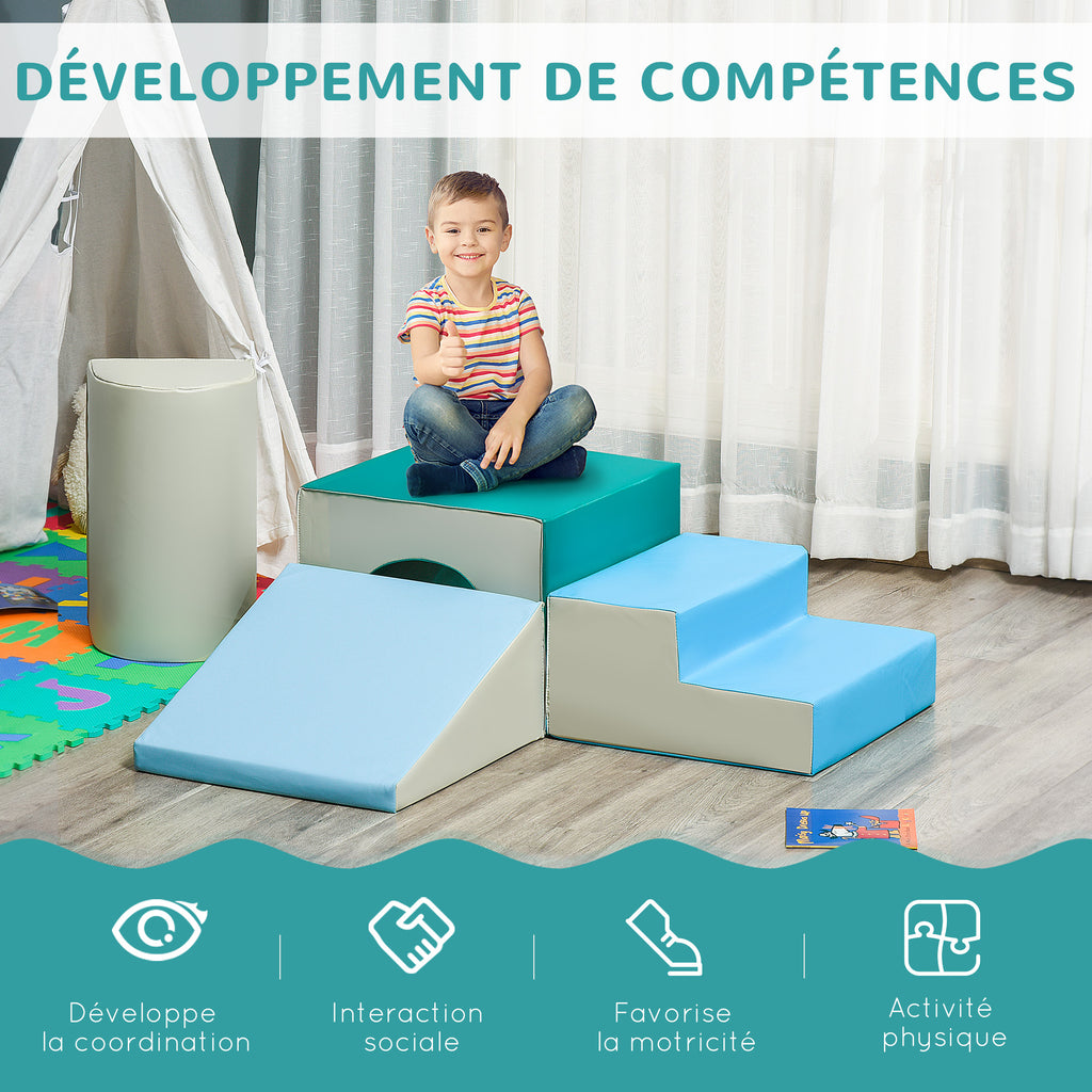 4PCS Module motricité bébé parcours motricité bébé en mousse EPE pour enfants d'âge préscolaire, multicolore-4