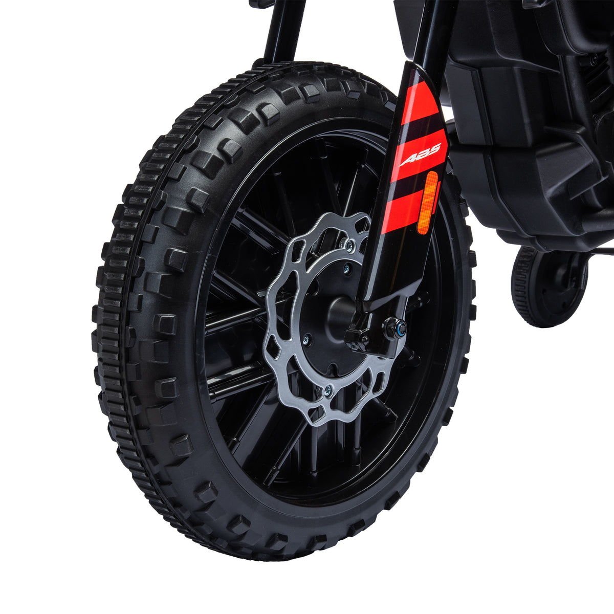 Moto électrique enfants sous licence Aprilia avec 2 moteurs 12V, roues d'entraînement, lumière LED, musique - rouge-8