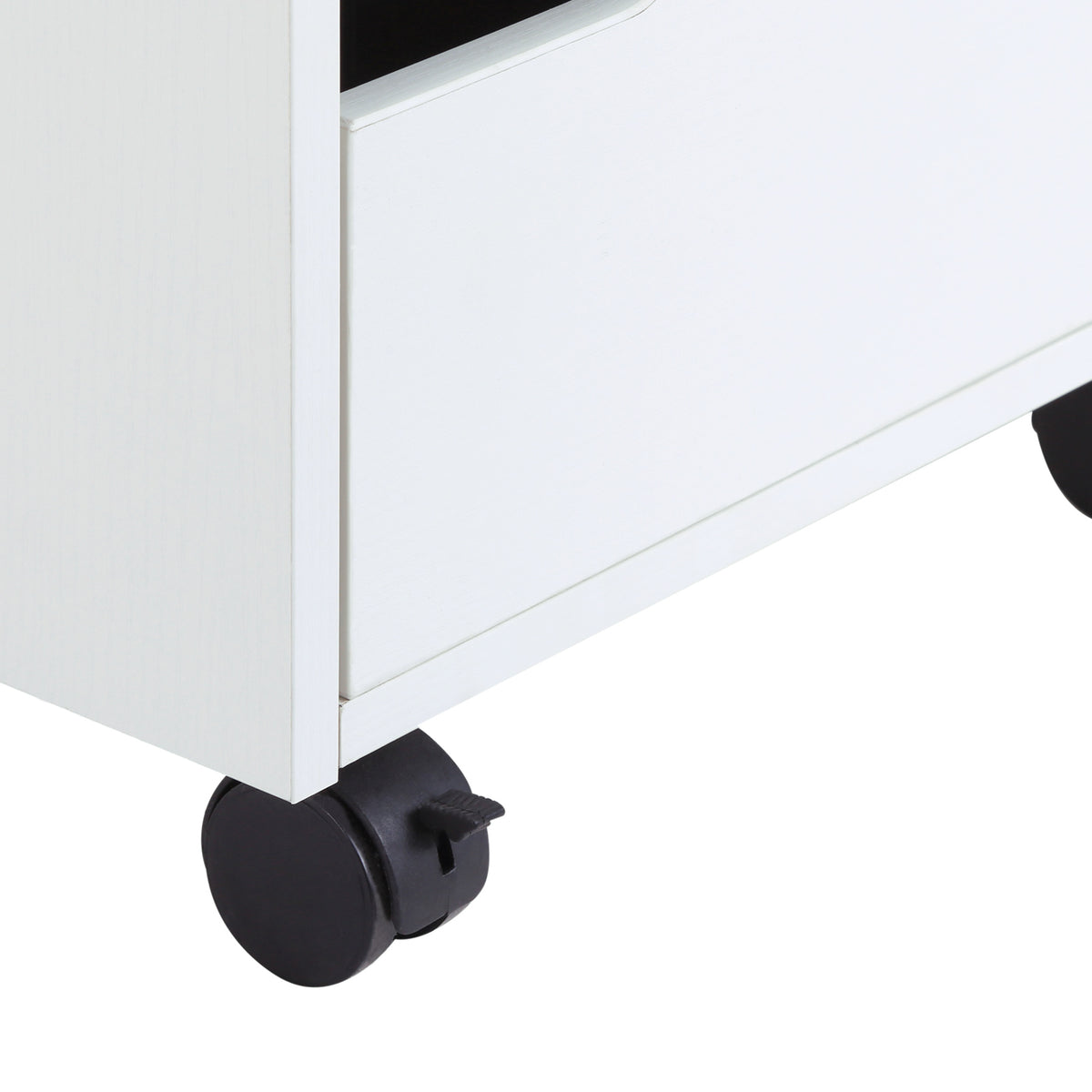 Caisson bureau mobile avec 3 tiroirs, meuble rangement bureau sur roulettes pour documents et imprimante, caisson de rangement compact pour travail ou chambre, 40x50x57,5cm, blanc-6