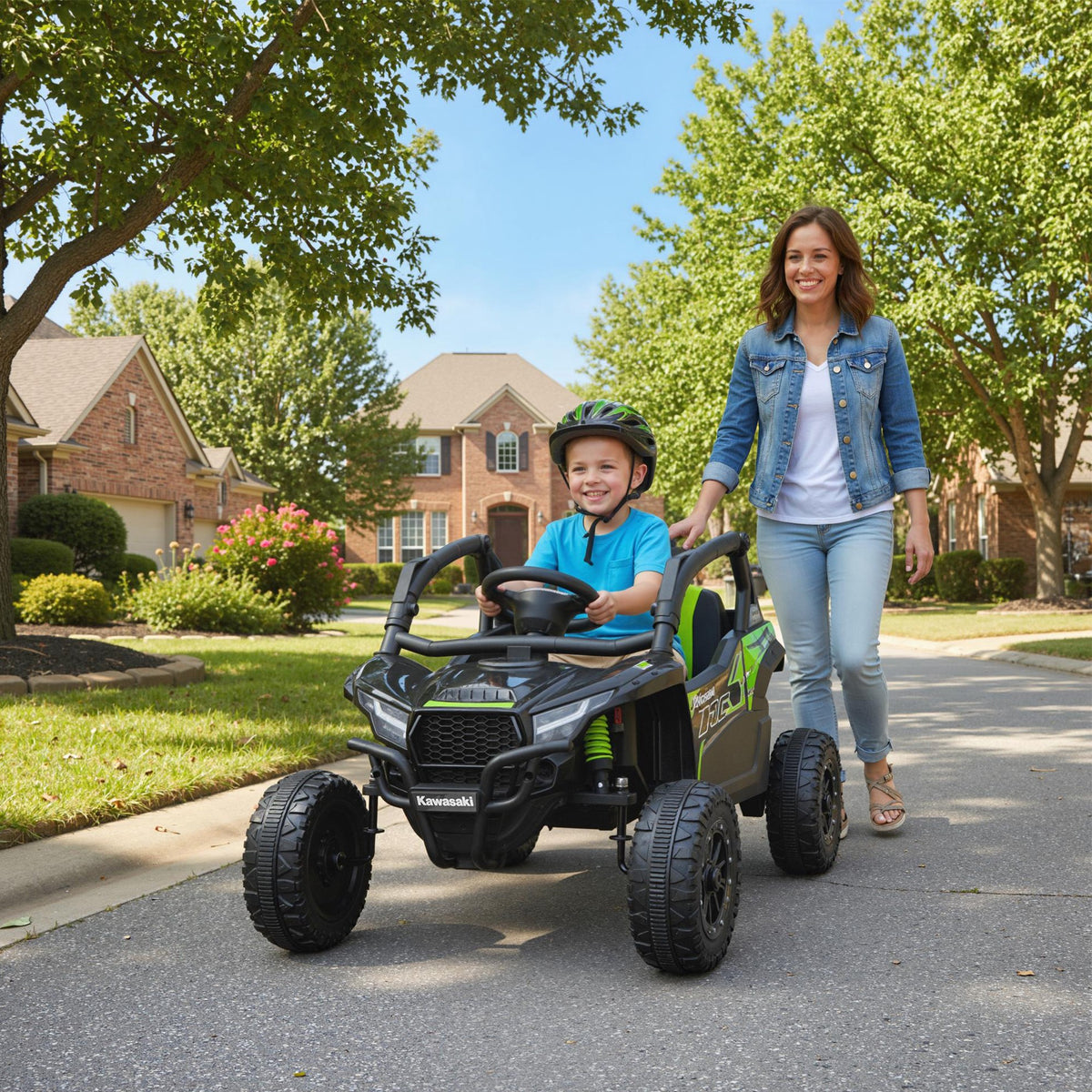 Voiture électrique enfant UTV KAWASAKI TERYX KRX 1000 12 V à 2 moteurs 25 W télécommande 2,4 Ghz 100 x 64 x 56 cm noir-1