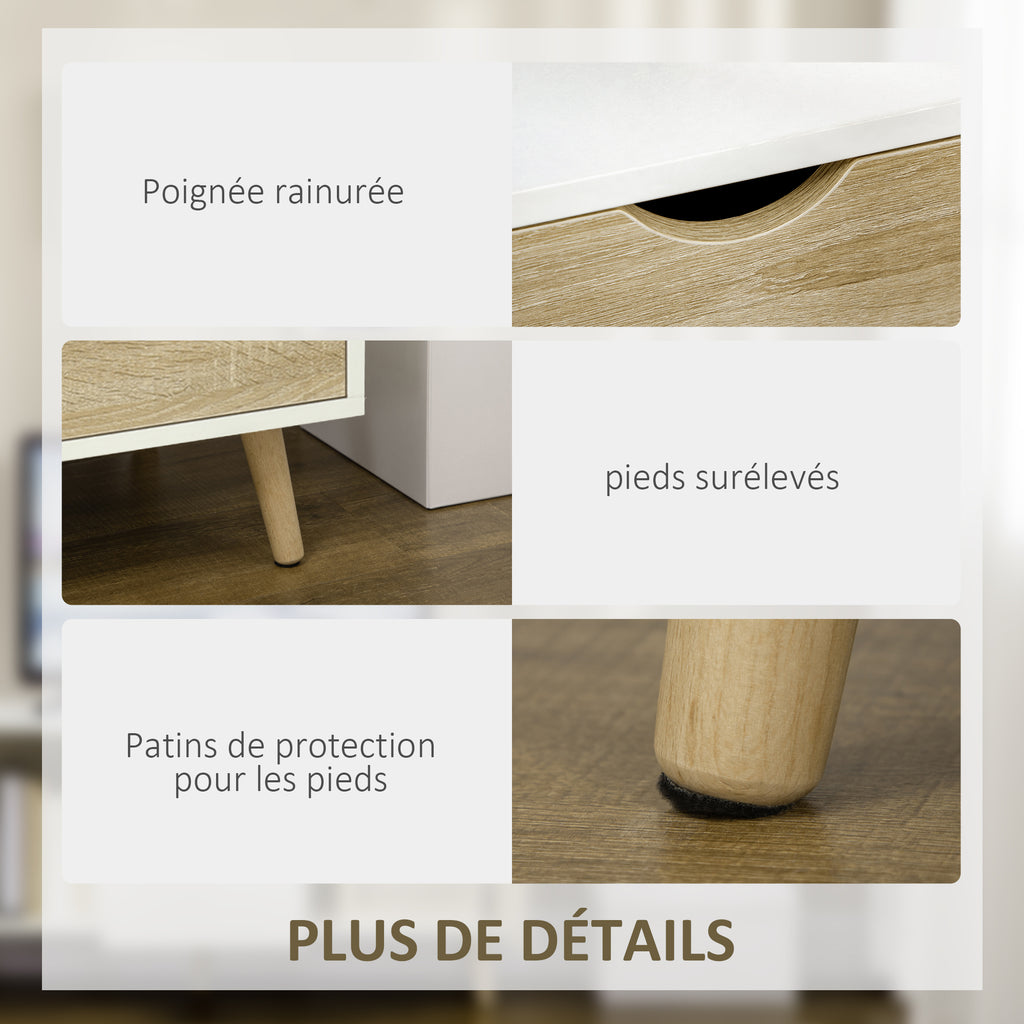 Meuble TV Banc TV Buffet bas Meuble de rangement sur pied avec 2 placards en Bois pour Chambre Salon 110 x 40 x-4