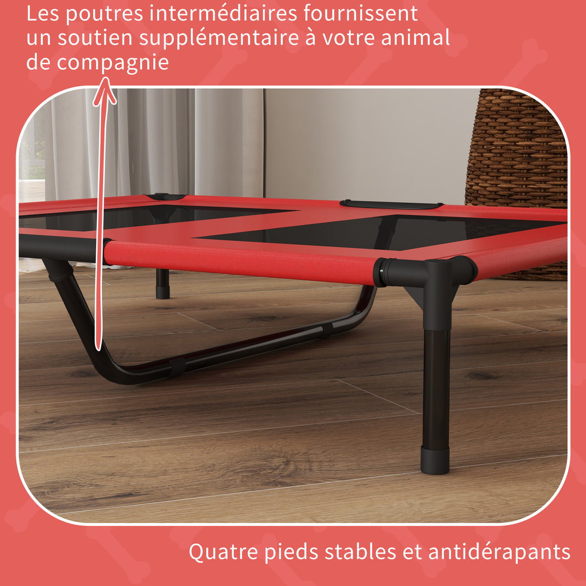 Lit sur pieds lit pour chien chat lit de camp lit surélevé animaux tissu Oxford textilène micro-perforé métal-7