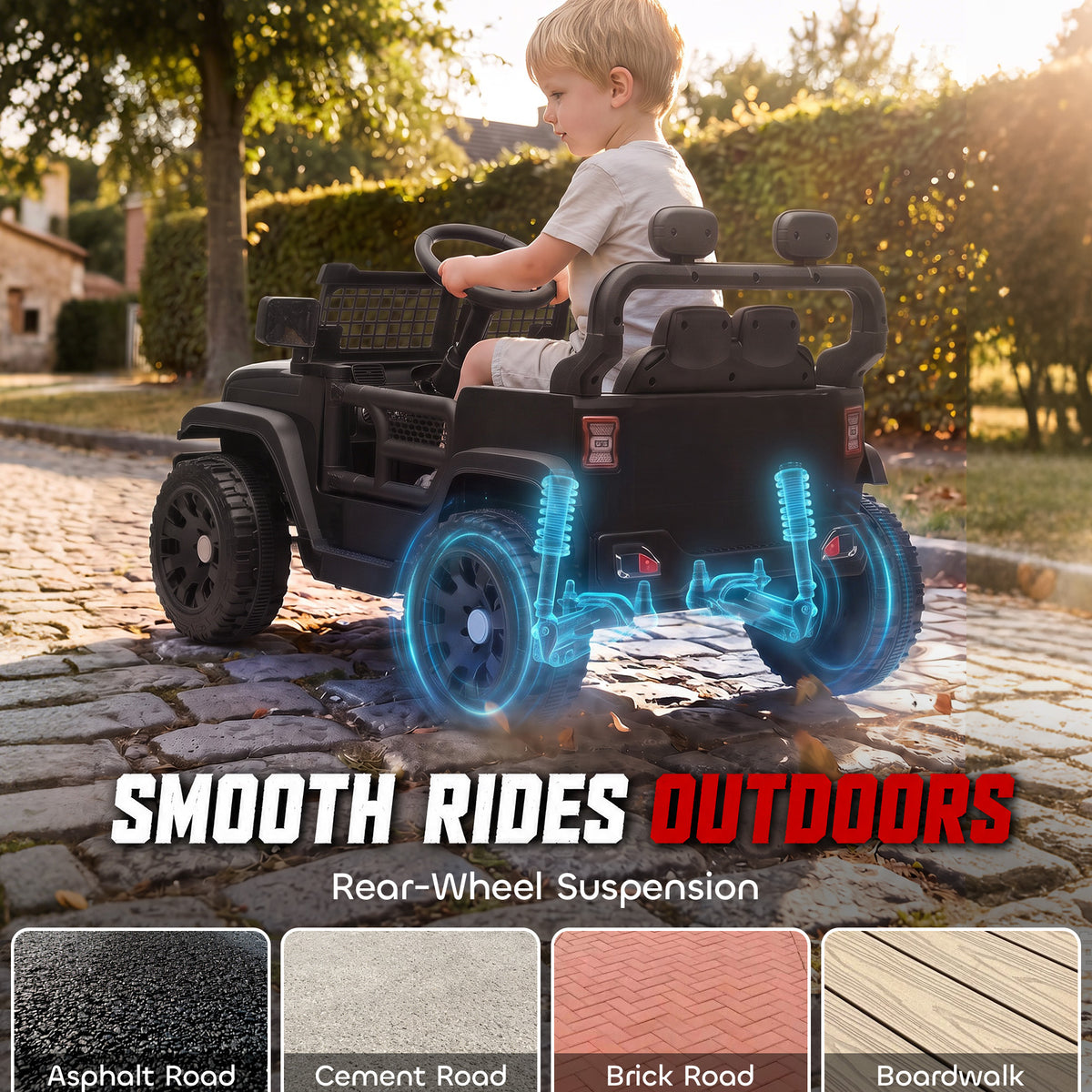 Voiture Électrique Enfants 12V, Buggy Électrique Enfants, 2-4 km/h, 2 Moteurs, Télécommande, Batterie Lithium, Noir-7