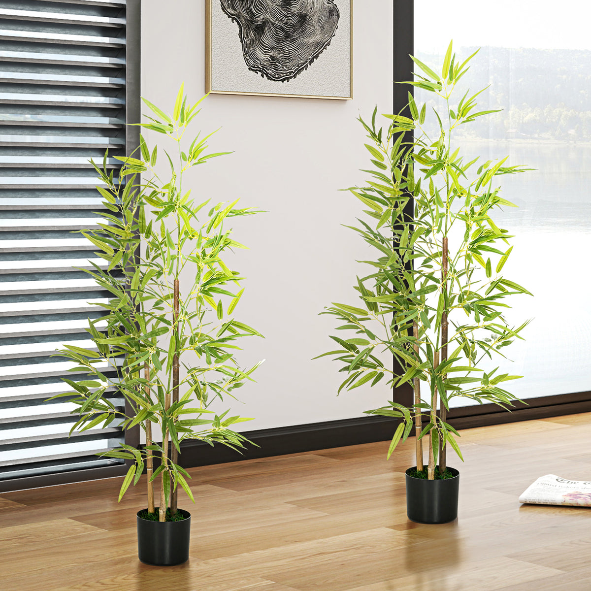 Plante artificielle Bambou arbre artificiel hauteur 120 cm avec pot, décoration interieur, très réaliste-3