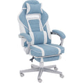 Chaise gaming, fauteuil gaming ergonomique avec repose-pieds, hauteur réglable, dossier inclinable, 63x63x123cm, bleu-0