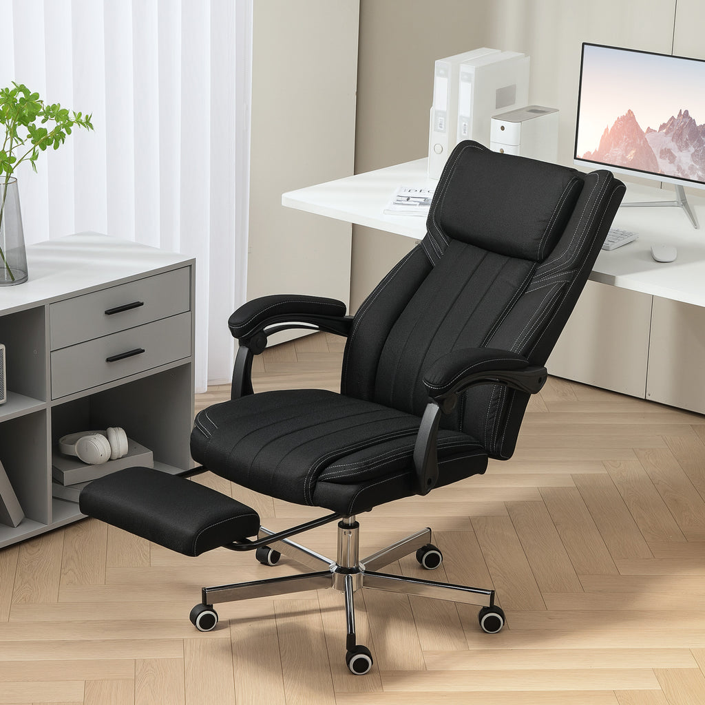 Chaise de bureau siège pivotant dossier inclinable hauteur réglable 65 x 61 x 105-113 cm noir-9