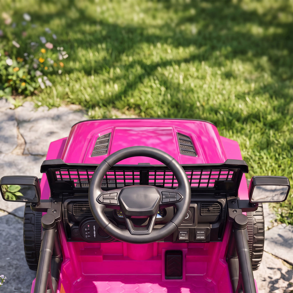 Voiture Électrique Enfants 12V, Buggy Électrique Enfants, 2-4 km/h, 2 Moteurs, Télécommande, Batterie Lithium, Rose-9