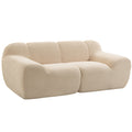 Canapé 2 Places en Chenille, Canapé de Salon 174cm, Assise et Accoudoirs Larges Rembourrés, Entièrement Compressé, Beige-0