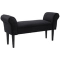 Banc Entrée Bout de Lit Rembourré pour Chambre à Coucher, Tissu à Voile, 102 x 36 x 51 cm, Noir-0