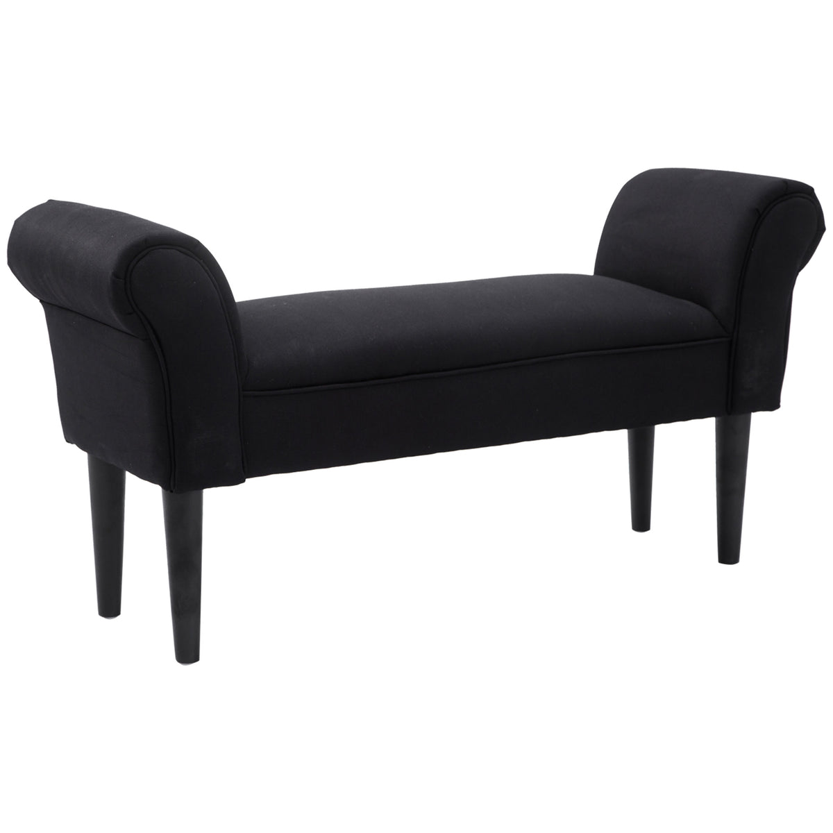 Banc Entrée Bout de Lit Rembourré pour Chambre à Coucher, Tissu à Voile, 102 x 36 x 51 cm, Noir-0