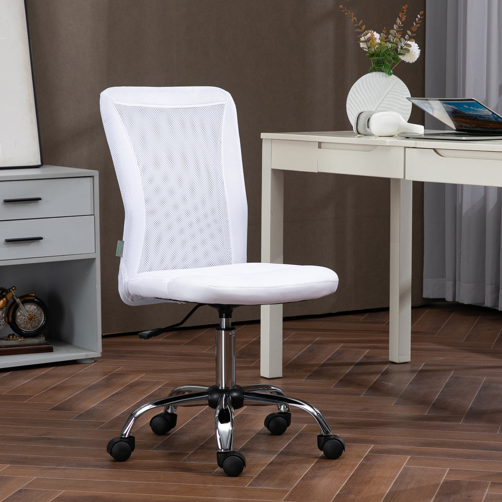 Chaise de bureau ergonomique hauteur réglable piètement chromé pivotant 360° revêtement maille blanc-9