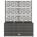 Jardinière pour plantes avec treillis 3 bacs à plante 33L en résine tressée et acier dim. 84L x 30L x 107H cm-0