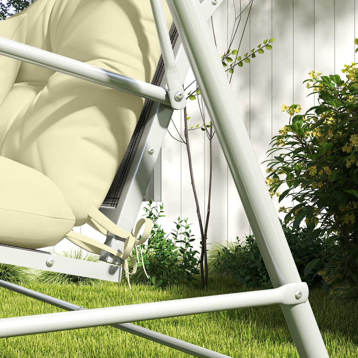 Ensemble de 4 coussins d'extérieur pour balancelle de jardin, 1 coussin d'assise coussins de dossier et 2 oreillers-8