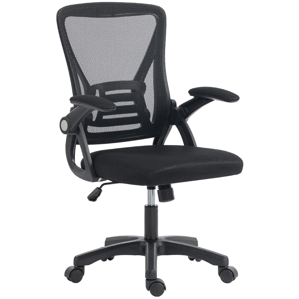 Chaise bureau ergonomique, fauteuil de bureau en maille, accoudoirs relevables, hauteur réglable, 59,5x56x103cm, noir-0
