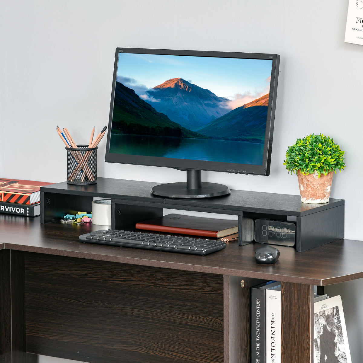 Rehausseur écran PC extensible, longueur réglable de 80-117 cm, pour ordinateur portable, ordinateur, PC, noir-9