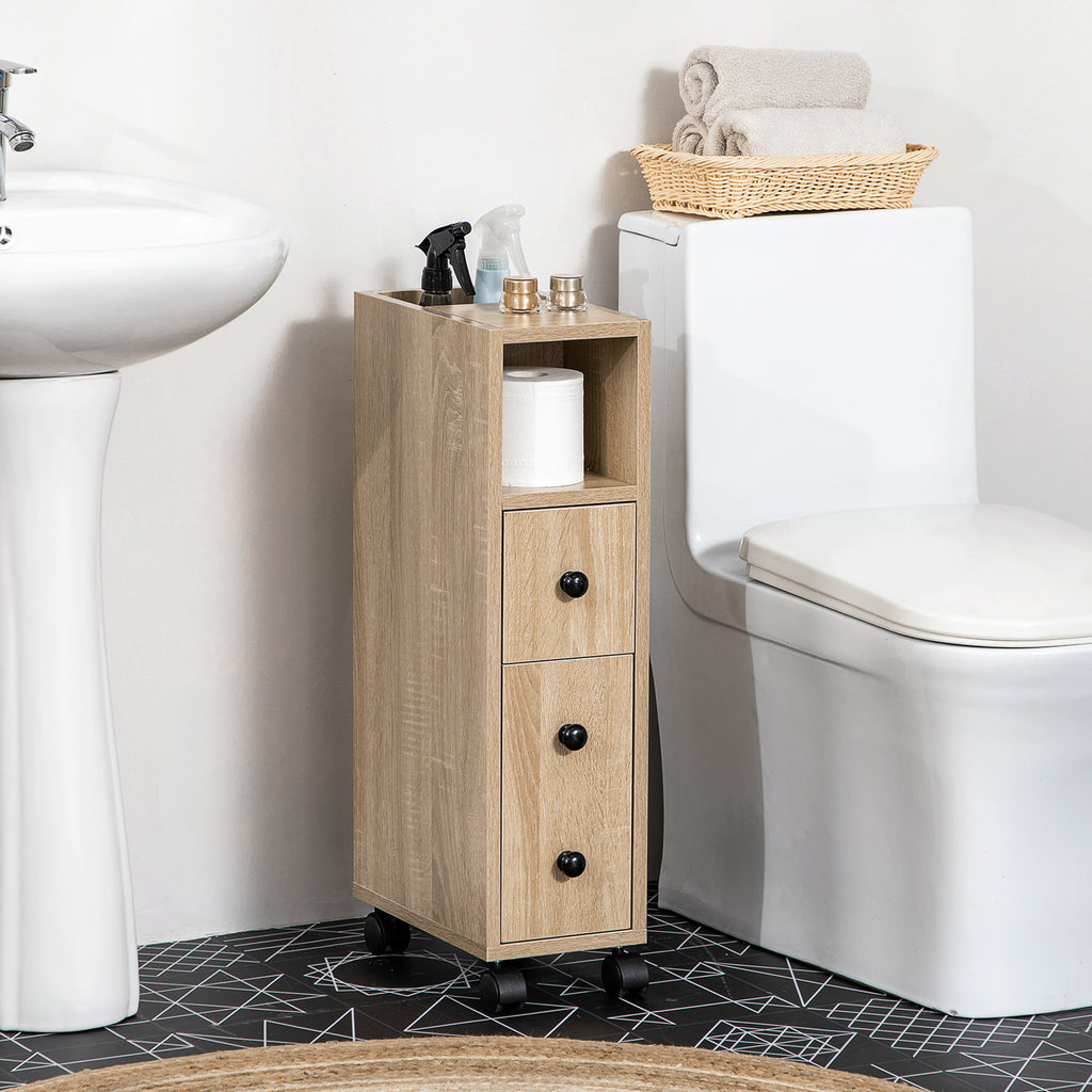 Porte-Papier Toilette 3 Niveaux avec Sortie Intégrée, Panneaux de Particules Aspect chêne Clair-1